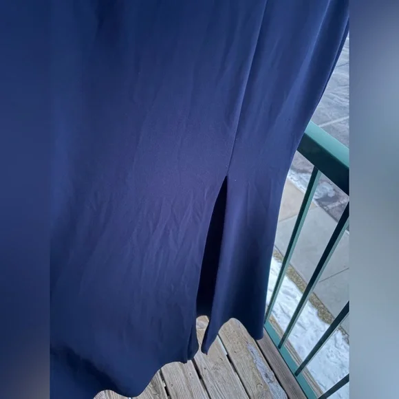 🆕 AQUA Formal Navy Blue Sleeveless Maxi Dress Slit Elegant Evening Gown Size 8 - Picture 9 of 15